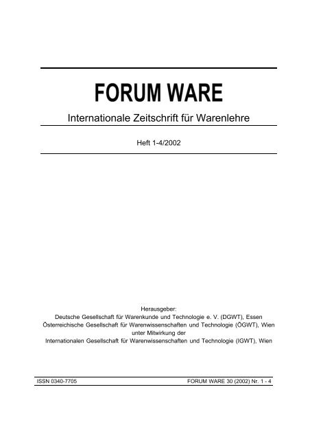 forum ware - Deutsche Gesellschaft für Warenkunde und Technologie