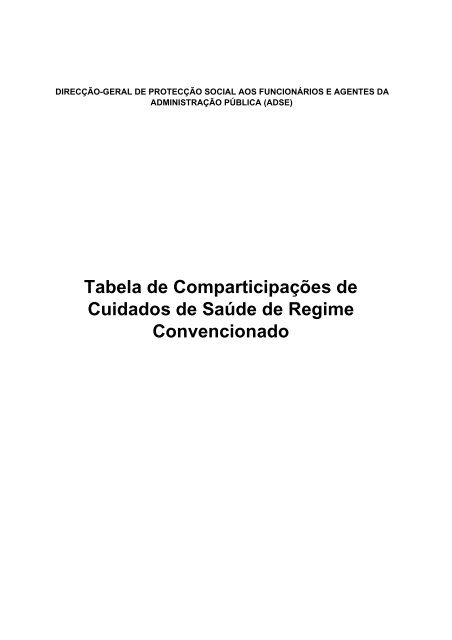 Tabela de Comparticipações de Cuidados de Saúde de ... - ADSE