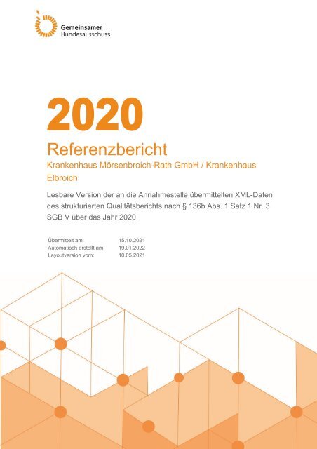 Qualitätsbericht 2020 - Krankenhaus Elbroich