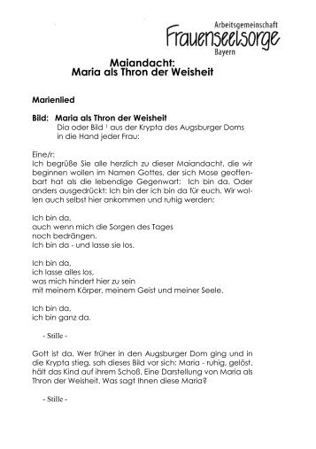 Maria als Thron der Weisheit - Patrona Bavariae