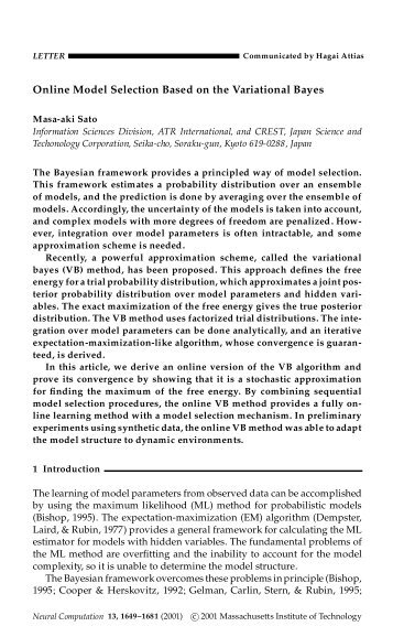 Online Model Selection Based on the Variational Bayes