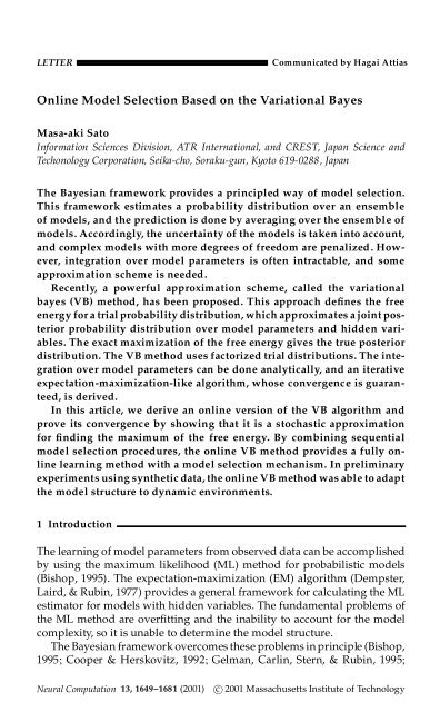 Online Model Selection Based on the Variational Bayes