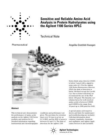 Sensitive and Reliable Amino Acid Analysis in Protein Hydrolysates ...