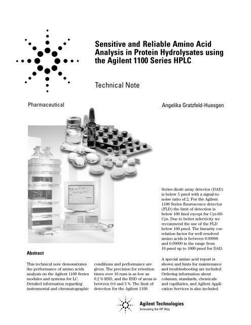 Sensitive and Reliable Amino Acid Analysis in Protein Hydrolysates ...