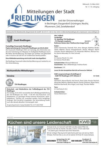 Amtliches Mitteilungsblatt Riedlingen 16.03.2022
