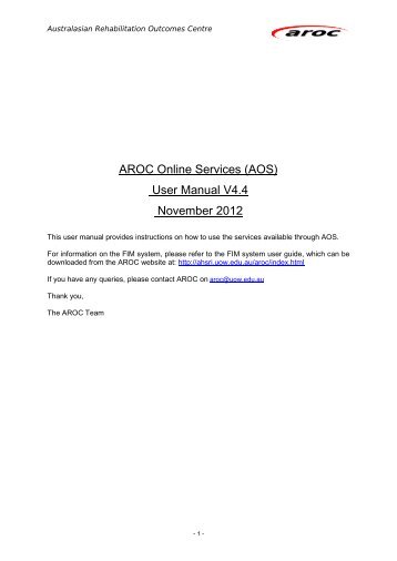 AROC Online Services (AOS) - Australian Health Services Research ...