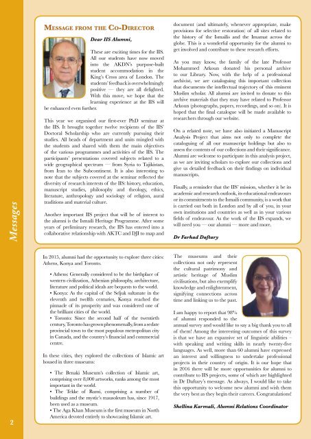 IIS Alumni Newsletter 2015