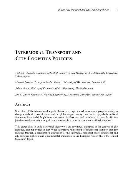 intermodal transport and city logistics policies - HERMES-IR