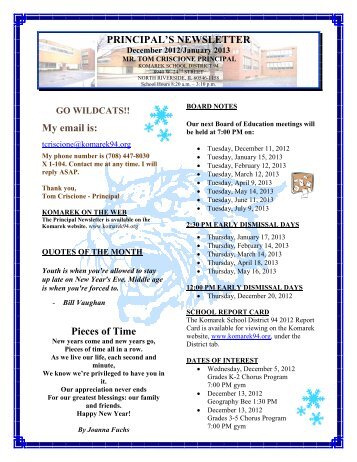 Principal's Newsletter - Komarek School District 94