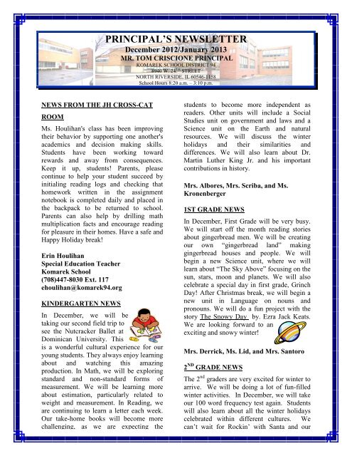 Principal's Newsletter - Komarek School District 94