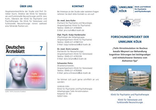 Forschungsprojekt der uniklinik köln - Zentrum für Neurologie und ...