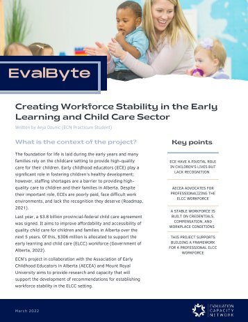 Creating Workforce Stability in the Early Learning and Child Care Sector