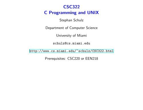 CSC322 C Programming and UNIX - Department of Computer ...