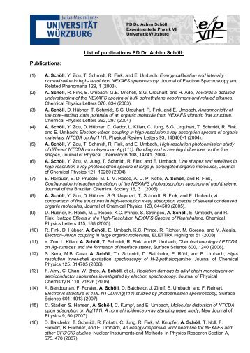 List of publications PD Dr. Achim Schöll - Universität Würzburg