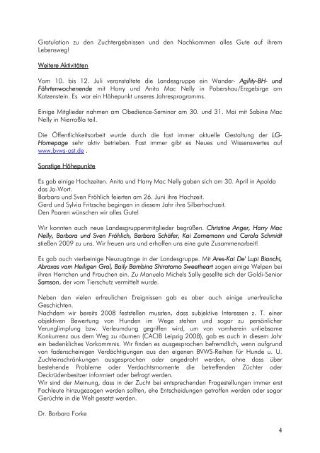 BVWS-Landesgruppe OST - Weiße Schweizer Schäferhunde