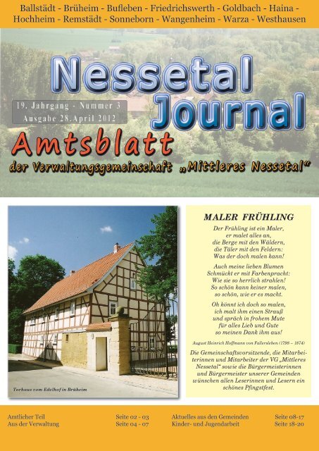 Ballstädt - Brüheim - Bufleben - Friedrichswerth - Goldbach - Haina ...