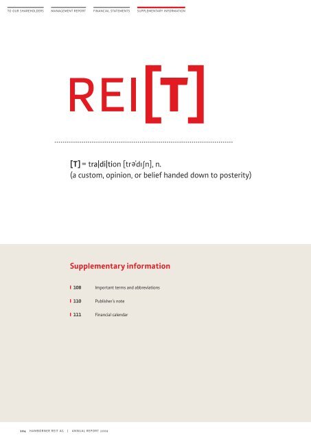 annual report 2009 - bei der Hamborner REIT AG