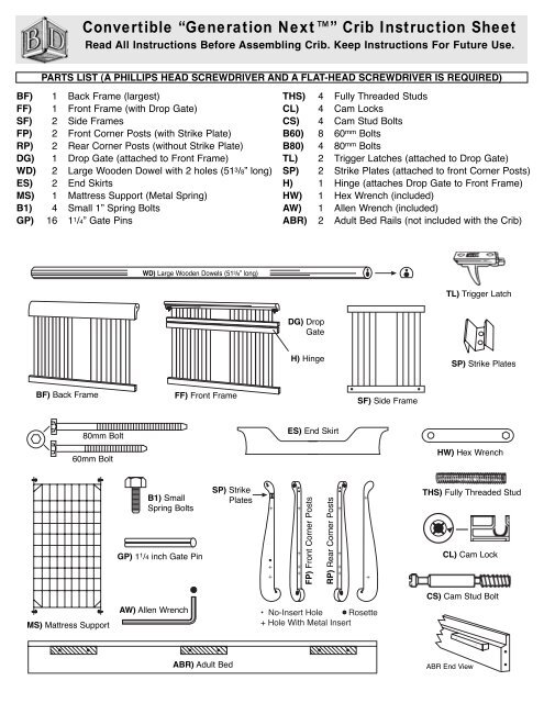 baby's dream serenity crib instructions