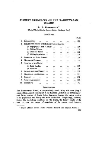 FISHERY RESOURCES OF THE RAMESWARAM ... - Eprints@CMFRI