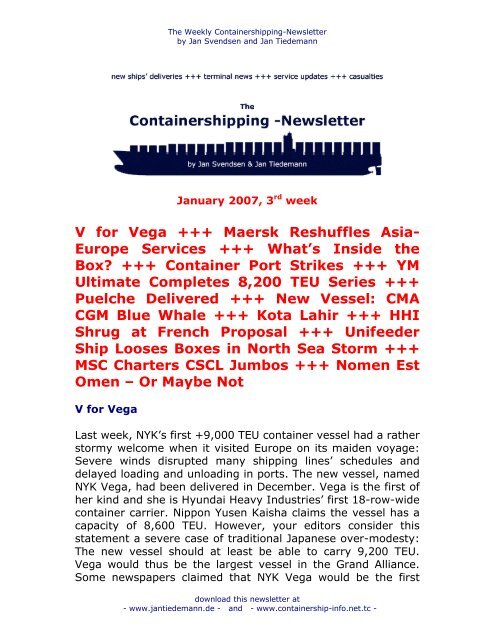 Jan Svendsen and Jan Tiedemann - Containership-Info