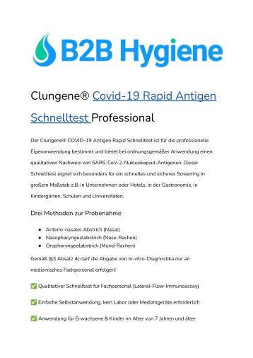 Clungene Profi Schnelltest 25er (Nasal _ Rachen, Mund-Rachen)