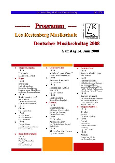 Leo Kestenberg Musikschule Deutscher Musikschultag 2008 ...