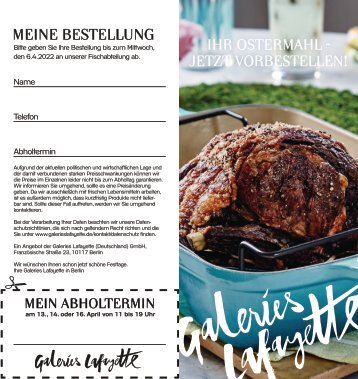 Ostern 2022 Vorbestellungen | Le Gourmet | Galeries Lafayette Berlin