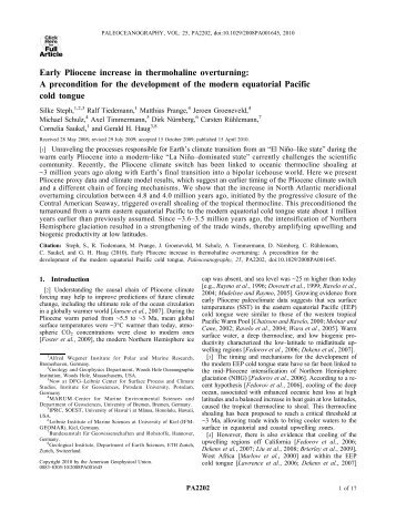 Early Pliocene increase in thermohaline overturning - Climate Geology