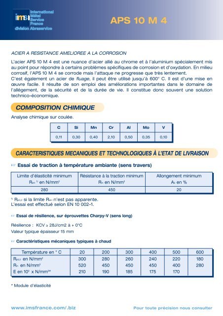 DOMAINES D'APPLICATION - IMS France