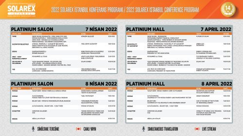 SOLAREX 2022 CONFERENCE PROGRAM