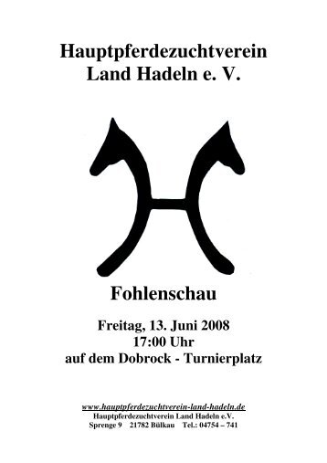 Hauptpferdezuchtverein Land Hadeln e. V. Fohlenschau Freitag, 13 ...