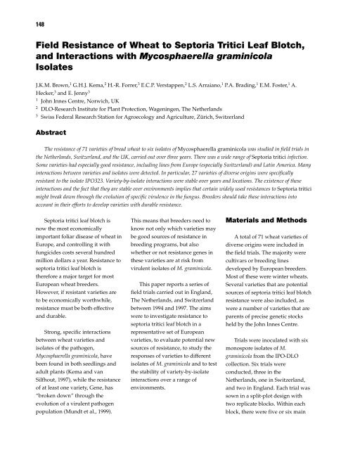 Septoria and Stagonospora Diseases of Cereals - CIMMYT ...