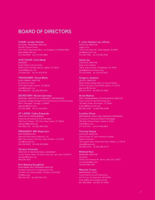 ANNUAL DIRECTORY - National Performance Network