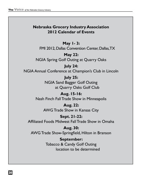 March / April - Nebraska Grocery Industry Association