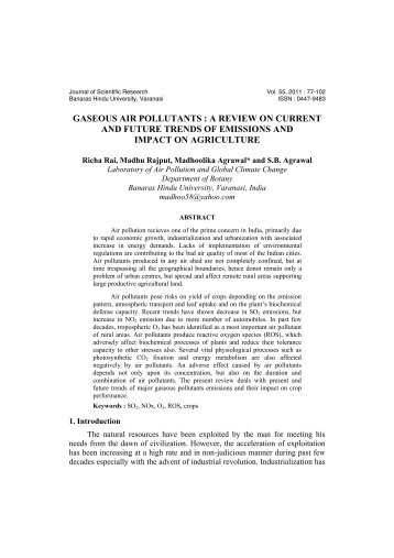 GASEOUS AIR POLLUTANTS : A REVIEW ON CURRENT ... - BHU