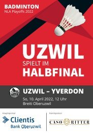 Badminton NLA | Halbfinal Uzwil – Yverdon