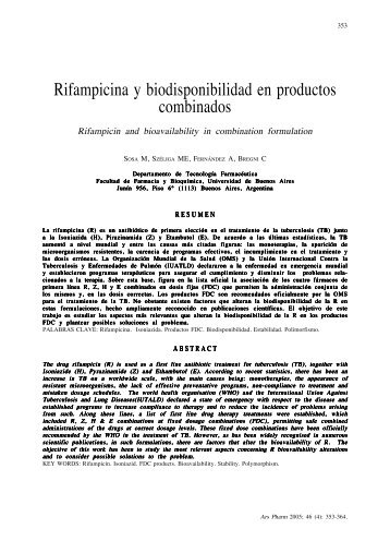 Rifampicina y biodisponibilidad en productos combinados