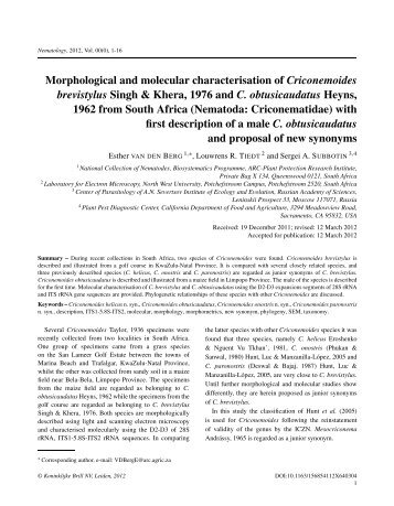 Morphological and molecular characterisation of Criconemoides ...