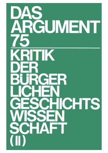 Das Argument 75 - Berliner Institut für kritische Theorie eV