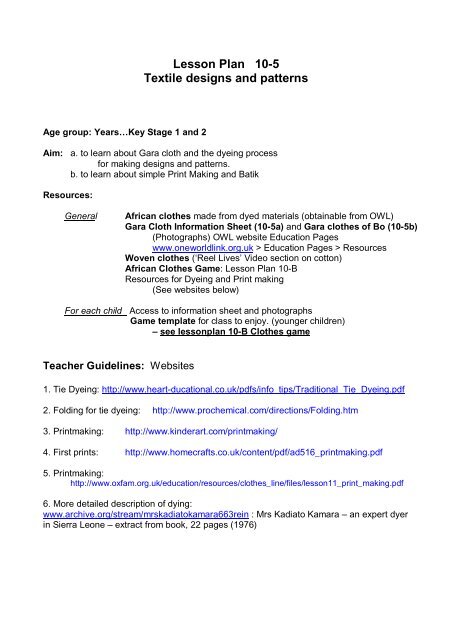 Link Learning Lesson Plan Lesson Plan 10-5 - designs and patterns - One World Link