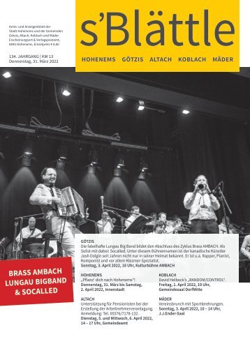 s'Blättle Nr. 13 - Do, 31. März 2022