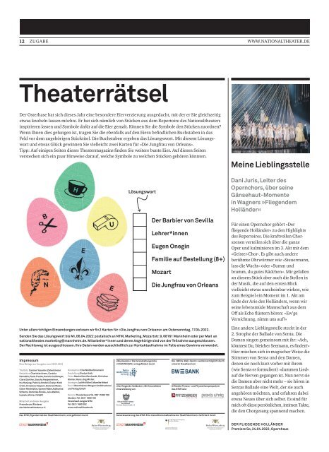 Theatermagazin - Nationaltheater Mannheim April 2022