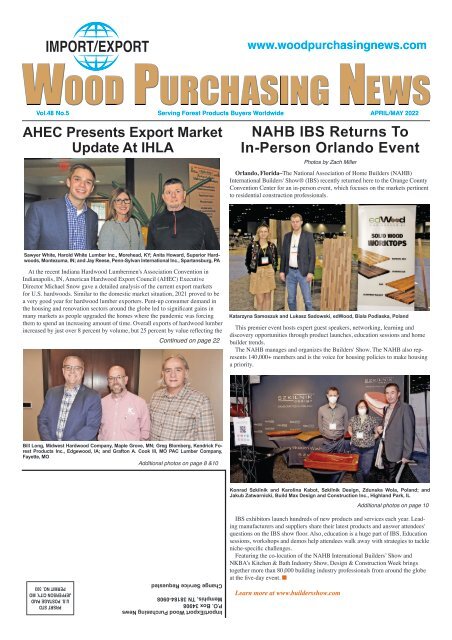Import/Export Wood Purchasing News - April/May 2022