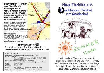 Neue Tierhilfe e.V. uchtunger Tierhof mit Gnadenhof