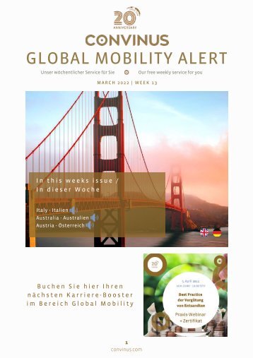CONVINUS Global Mobility Alert Week 13.2022