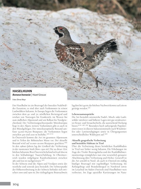 Atlas der Brutvögel Tirols | Verbreitung, Häufigkeit, Lebensräume