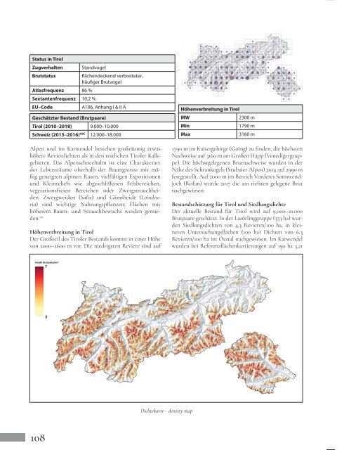 Atlas der Brutvögel Tirols | Verbreitung, Häufigkeit, Lebensräume