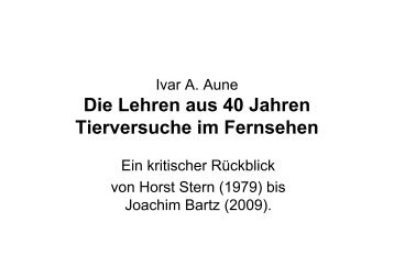 Die Stellvertreter - Tiere in der Pharmaforschung - GV-SOLAS