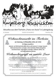 Weihnachtsgruß an unsere Leser Weihnachtsmarkt im Tierheim