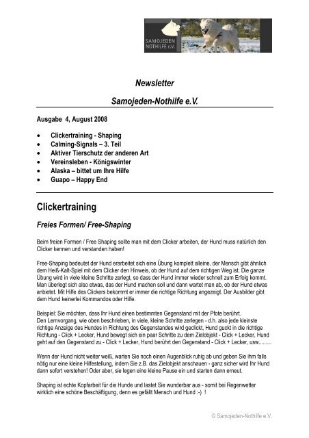 Newsletter August 2008 - Samojeden Nothilfe eV